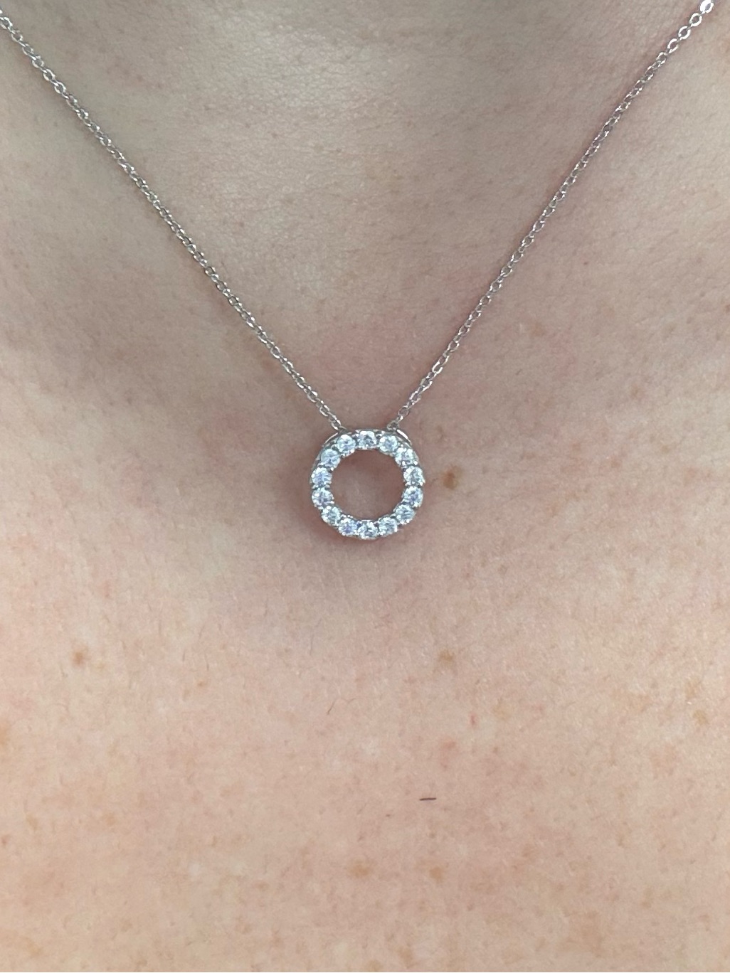 Suzy Levian Sterling Silver White Cz Circle Necklace Nwt